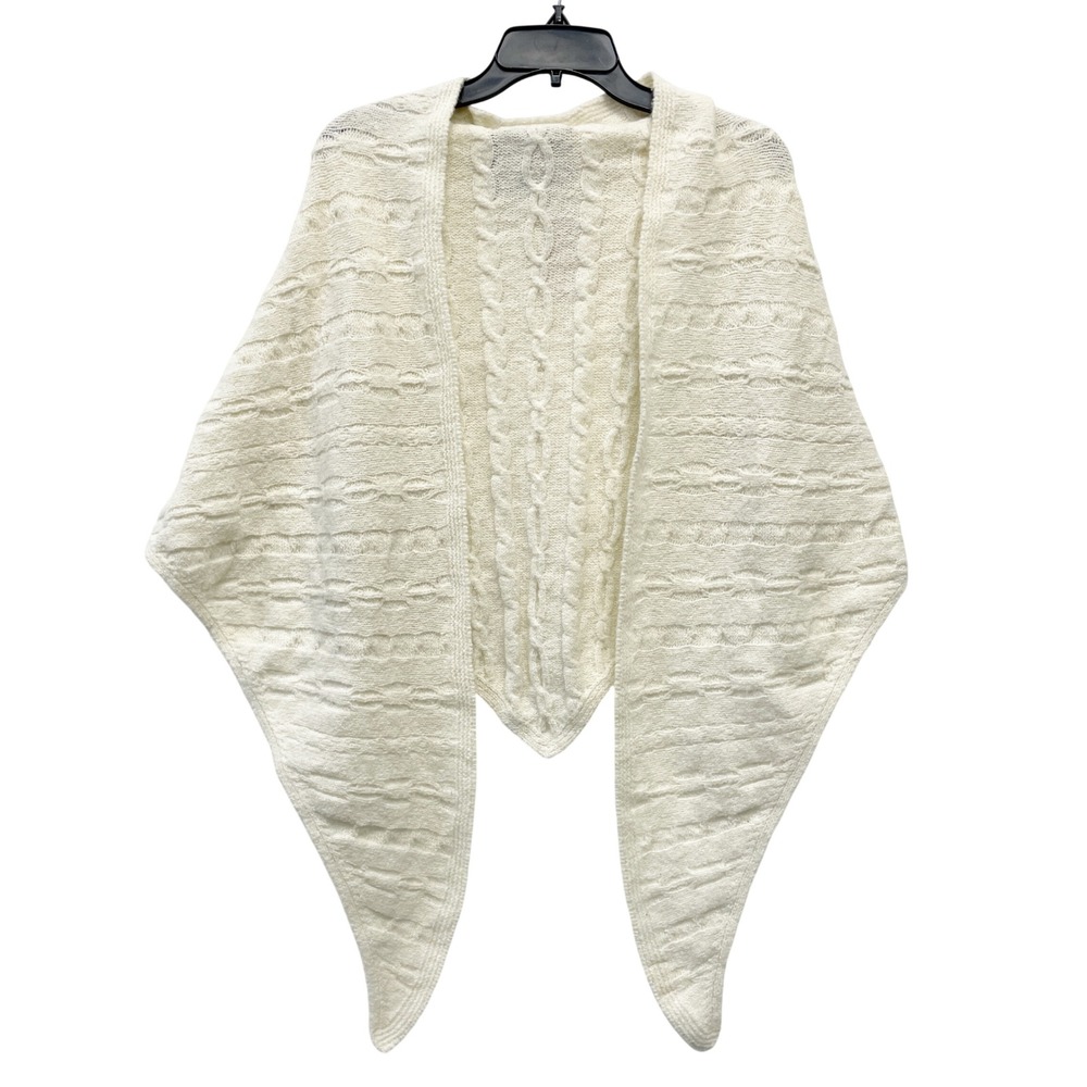 Universal Thread Women's Cream Cable Knit Oversized Triangle‎ Scarf Poncho OSFM